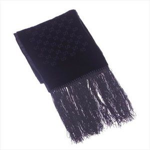 Gucci Scarf G logos Black Woman unisex Authentic Used T4871
